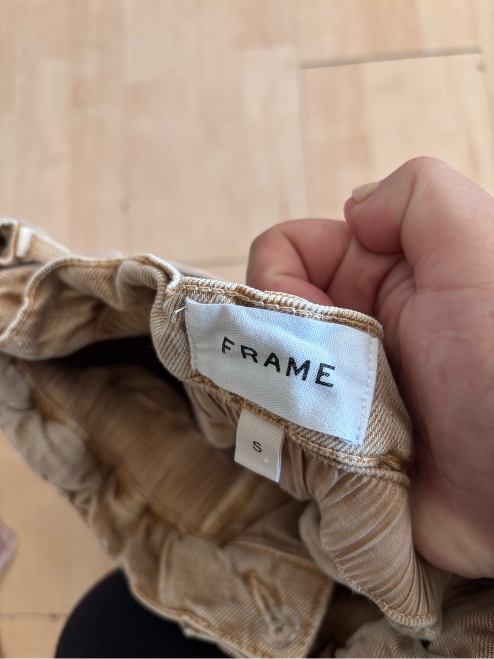 Frame Denim bermuda shorts Tan Paperbag Waist Denim Small - Picture 2 of 3